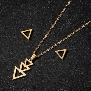Cheap Alloy Necklace Earring For Women Triangle Geometry Design Jewelry Set In Bulk