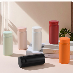 Mini Insulated Water Bottle Pocket Sized Sports Bottle For Students Portable Straight Body Thermos With Screw Cap Plastic Lid - Product Image 1