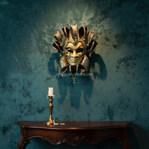 מסכת פנים מלאה מפלסטיק איכותי בסגנון ליצן ונציאני למסיבת תחפושות, מסיבת ונציה, ליל כל הקדושים, קישוט DIY - Product Image 2