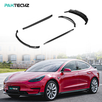 Kit carrosserie complet en fibre de carbone sèche Paktechz, comprenant lèvre avant, jupes latérales, diffuseur arrière et aileron arrière pour Tesla Model 3 2017 - 2023