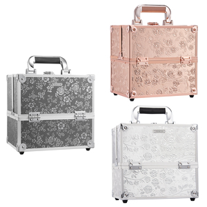 Professional Makeup Artist Train <b>Case</b> Portable Cosmetic Box with 4Trays Multi Compartment Beauty Suitcase Storage <b>Nail</b> Box - Product Image 1