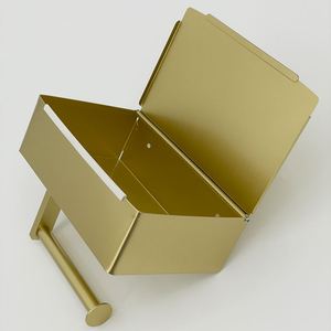 Dispensador de Toallitas Húmedas para Bebé, de Acero Inoxidable, con Acabado Dorado Cepillado, con Estante de Almacenamiento - Product Image 4