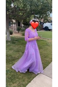 Appliques in pizzo da donna manica 3/4 abiti da sposa lunghi con scollo a V da <span class=keywords><strong>sera</strong></span> in Tulle con tasche per gli ospiti abiti da <span class=keywords><strong>madre</strong></span> - Product Image 6