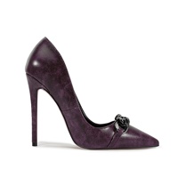 Boucles de luxe violet Sexy talon aiguille chaussures pour femmes avec bout pointu peu profond Styles européens et américains