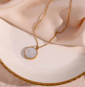 Hongtong, collar con colgante de estrella y luna de concha Natural de acero inoxidable para mujer, versátil, a la moda, para mujer - Product Image 4