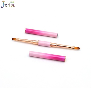 แปรงเจลรูปไข่สำหรับเพ้นท์เล็บลายกลีบดอกไม้แบบวันสโตรค ด้ามจับโลหะไล่เฉดสีชมพูแบบไล่ระดับสองด้าน - Product Image 1