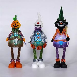 Whimsical Light Up Halloween Gnomes Black and White Striped Standing Ornaments for Party - Product Image 6