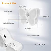 Lampe LED intelligente à détecteur de présence humaine, sans câblage, sans perçage, fixation magnétique, veilleuse à capteur en forme de papillon