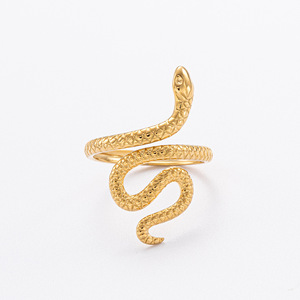Snake Shape <b>Titanium</b> Steel <b>Ring</b> 18K Gold Plated Open Design For Women Party Jewelry - Product Image 3