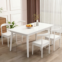 Ensemble table et chaises en bois massif pour petites maisons, design rectangulaire moderne et minimaliste, capacité 6 personnes, assemblage requis
