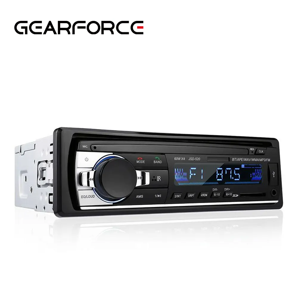 GEARFORCE-Radio Digital JSD520 para coche, reproductor MP3 con entrada auxiliar en el tablero, BT 60Wx4, FM, música, 1Din, listo para enviar