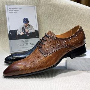 Luxurious men's designer <b>autumn</b> wedding Oxford style groom's casual dress shoes, pointed toe with anti-slip closure - Product Image 1