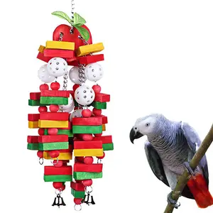 Apple Shape Pet Bird Chewing Toys Macaw Paakeet Parrots Chewing Wood Toys Bird Parrot Plays Toys For Parrot