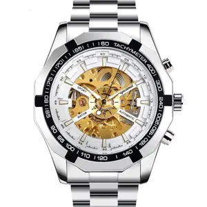 Heißer Verkauf Tik Tok Mann hohle mechanische Uhr Stiel-Wickler Skelett Ausschnitt Uhr Souvenir Mann Armbanduhr