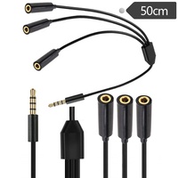 Câble adaptateur audio 3,5 mm (1/8 po) TRS 4 pôles/3 anneaux mâle vers 3x femelle stéréo pour transmission de données vidéo auxiliaire