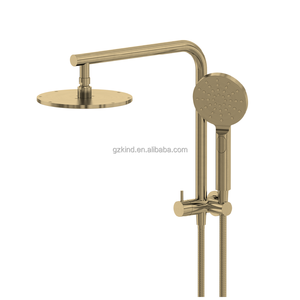 Grifo de Baño Multifunción de Pared, Acero Inoxidable con Acabado Dorado Cepillado, Juego de Ducha con Cabezal de Ducha y Ducha de Mano - Product Image 1