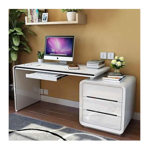 कारखाने का उत्पादन लकड़ी के लेखन कार्य अध्ययन डेस्क आधुनिक सफेद रंग उच्च चमक multifunctional कंप्यूटर खड़े डेस्क