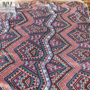 Nanyee Textile Wholesale African Traditional Ethnic Wave Patchwork Print Sequin Fabric