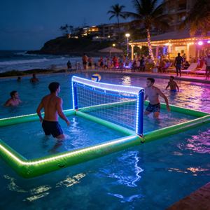 <span class=keywords><strong>Jeux</strong></span> aquatiques gonflables colorés personnalisés, terrain de volley-ball durable pour parc aquatique extérieur, plage, parc d'attractions - Product Image 2
