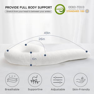 白鳥の形をしたサイドスリーパー妊娠枕49インチロングソフトベッドインサート取り外し可能な洗えるカバーホワイトポリゴン枕 - Product Image 3