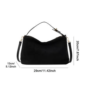 Sac à bandoulière rétro pour femme, toutes saisons, en daim, fermeture éclair, imperméable, automne-hiver, extérieur - Product Image 2