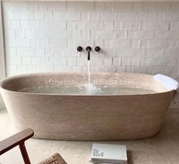 Baignoire autoportante moderne sur mesure en marbre avec bain à remous, forme ovale, finition marbre naturel pour hôtels et villas (usage intérieur)