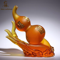Artisanat en verre : Décoration Zen Gourde Main de Bouddha, style chinois moderne haut de gamme pour entrée de villa, entièrement fait main, coffret cadeau