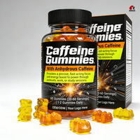 Gummies de caféine naturelle OEM/ODM 100mg pour l'énergie et la concentration, à base de pectine, complément alimentaire GMP/Halal/Kosher