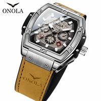 ON6819 ONOLA Montre Homme Tendance à Boîtier en Alliage, Forme Baril, Multifonction, Quartz, Aiguilles Lumineuses, Meilleure Vente Transfrontalière