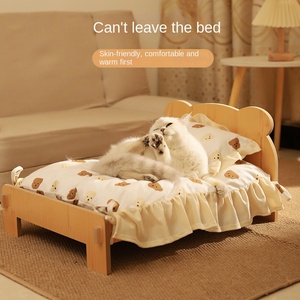 Cuccia per cani e gatti eco-friendly in cotone 100% rimovibile lavabile in legno massello quattro stagioni letto per animali domestici - Product Image 3