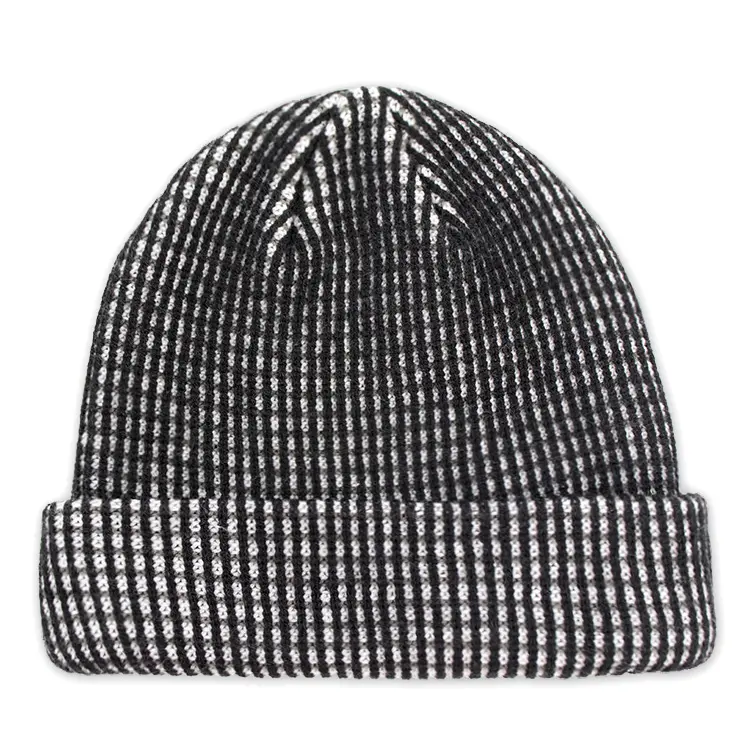 Noir et blanc assorti couleur doux Toque unisexe casquette acrylique automne hiver tricot chapeau bonnet