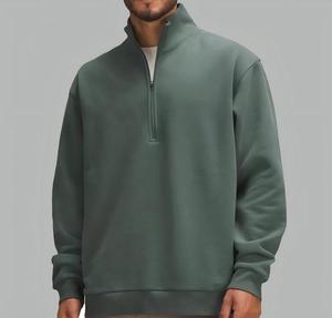Sudadera con logotipo personalizado sostenible <span class=keywords><strong>y</strong></span> respetuoso con el medio ambiente Jersey Quarter Zip Sudadera de punto de algodón orgánico de bambú cuello simulado - Product Image 4