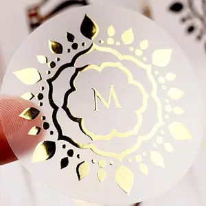 Không thấm nước Hot stamping Logo Sticker thiết kế tùy chỉnh Pet Nhãn Tròn dễ dàng xé trong suốt PVC tự dính Nhãn dán nhãn