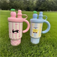 Bouteille d'eau isotherme en acier inoxydable à double paroi de haute qualité 800 ml pour enfant, avec paille, poignée et infuseur à thé