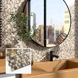 Mosaico de vidro Mármore Wall Tile Cobrindo Chic Stacked Mini Tijolo Forma Home Decor Fachada Fundo Accent Característica Estilo Em estoque