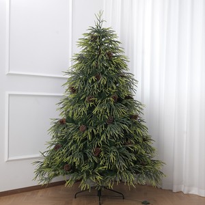 PE & PVC Mixed Two-Tone Willow Leaf Pre-lit Christmas <b>Tree</b>, Freestanding Festive Ornament for Living Room - Product Image 6