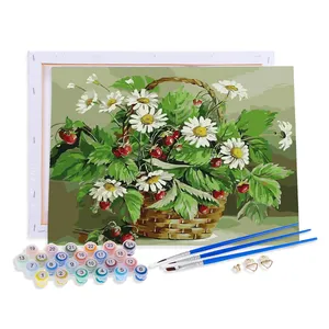 Aovia pittura a olio con i numeri Daisy Ready Frame Paint By Number kit di fiori per bambini adulti principianti