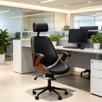 Chaise de bureau de luxe légère avec accoudoirs, en cuir de vachette souple, ergonomique, à dossier haut, avec roulettes, pour bureau