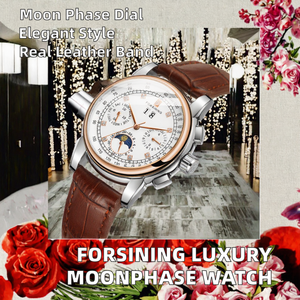 นาฬิกาข้อมือผู้ชาย ระบบอัตโนมัติ หน้าปัดอนาล็อก ขนาด 46 มม. ดีไซน์หรูหรา พร้อมฟังก์ชั่น Moonphase สายหนังแท้ ตัวเรือนโลหะผสม - Product Image 2