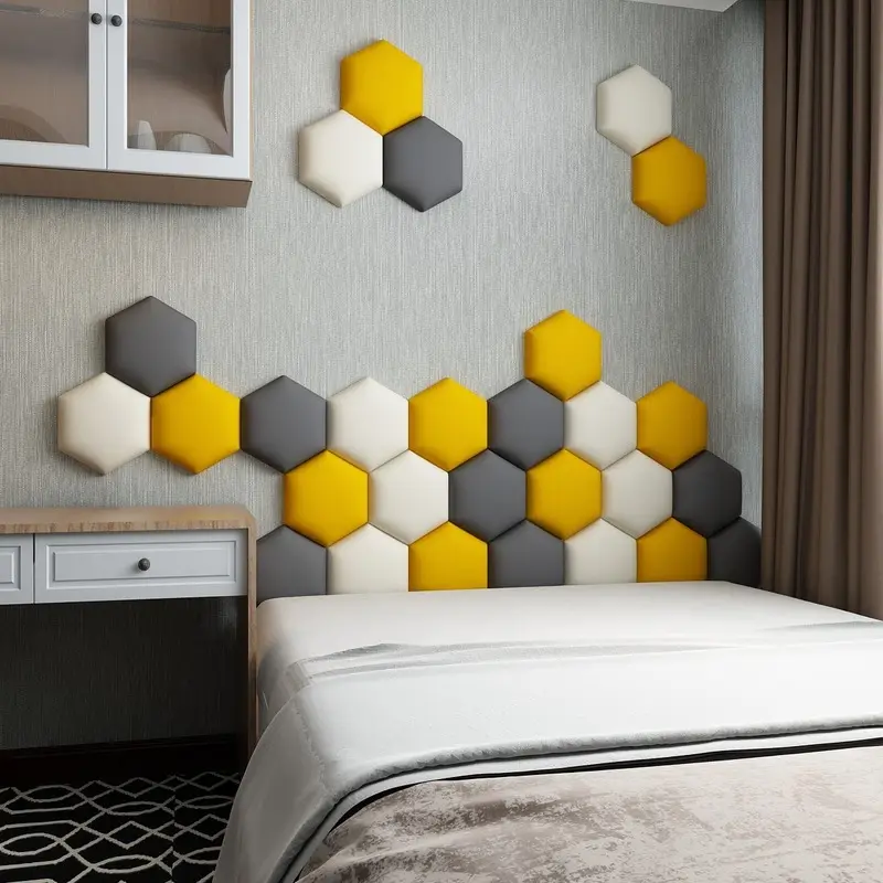 3D Hexagonal Soft-pack wall stickers headboard anti-collision protector for kids design stereo bedroom decor home office decor