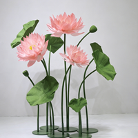 Fleurs géantes en papier de soie faites à la main, fleurs de lotus, feuilles de lotus pour décorations de scène de mariage, vitrines de magasins, installation artistique