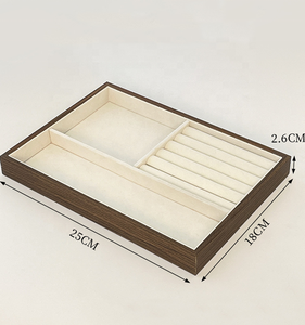 Nouveau haut <span class=keywords><strong>de</strong></span> gamme lumière luxe noyer bois Grain anneau boucles d'oreilles collier Bracelet bijoux affichage <span class=keywords><strong>plateau</strong></span> <span class=keywords><strong>de</strong></span> rangement - Product Image 2