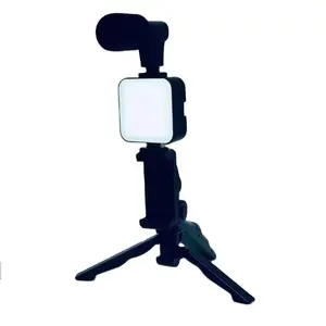 AY-49 Smartphone et appareil photo Vlogging Studio Kits vidéo prise de vue photographie costume avec Microphone LED lumière de remplissage Mini trépied