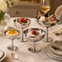 Ensemble de coupes à dessert modernes en acier inoxydable 304, design sur pied, finition miroir, empilables, pour parfait, pudding, sundae, 4 tailles, restaurant