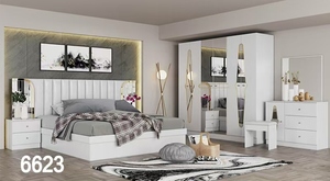 Ensemble de meubles de chambre à coucher Nova Luxury Modern Turkish Design 6 pièces, lit <span class=keywords><strong>King</strong></span>/Queen size, tête de lit capitonnée, rangement en bois - Product Image 6