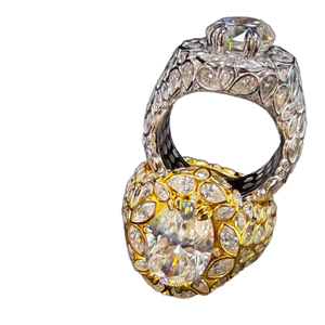 Bezel Moissanite Engagement Men's <b>Ring</b> Plated Yellow <b>Gold</b> Pear And Marquise Diamond Proposal Promise <b>Ring</b> - Product Image 2