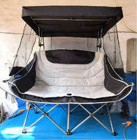 Chaise de camping double avec auvent d'ombrage Chaises de plage robustes pour 2 personnes Canapé de camping pour 2 personnes