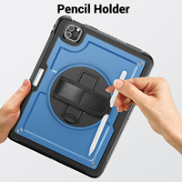 Étui de tablette résistant aux chocs pour iPad Air 4 5 10.9 et Pro 11 2018-2022 avec sangle de maintien rotative à 360 degrés