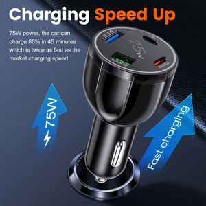 4-Port <b>Type</b>-<b>C</b> + USB QC3.0 3 Fireproof Magnetic Car Phone Charger <b>Adapter</b> for Mobile Phone & Laptop - Product Image 3