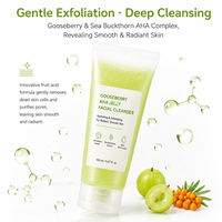 Nettoyant visage en gel à l'acide glycolique et à la groseille, exfoliant doux à faible pH, hydratant, éliminant les cellules mortes de la peau, pour femmes